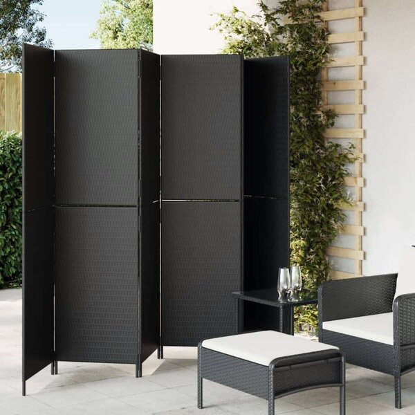 VidaXL Polyrattan Térelválasztó - Fekete - 6 Panel - 294x180cm