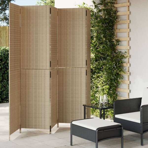 VidaXL Polyrattan Térelválasztó - Bézs - 5 Panel - 245x200cm