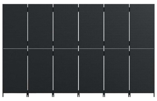 VidaXL Polyrattan Térelválasztó - Fekete - 6 Panel - 294x180cm