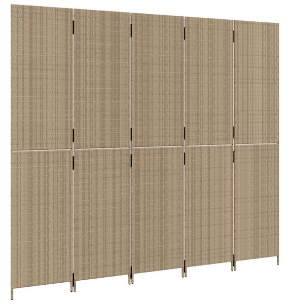 VidaXL Polyrattan Térelválasztó - Bézs - 5 Panel - 245x200cm