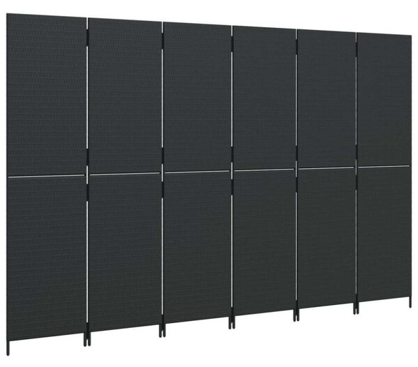 VidaXL Polyrattan Térelválasztó - Fekete - 6 Panel - 294x180cm