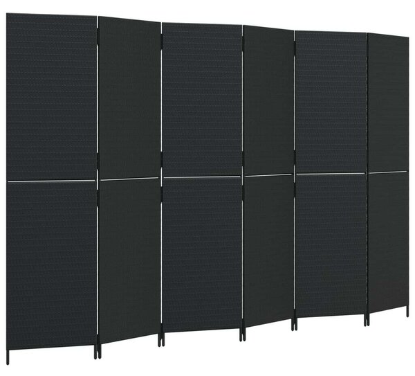 VidaXL Polyrattan Térelválasztó - Fekete - 6 Panel - 294x180cm