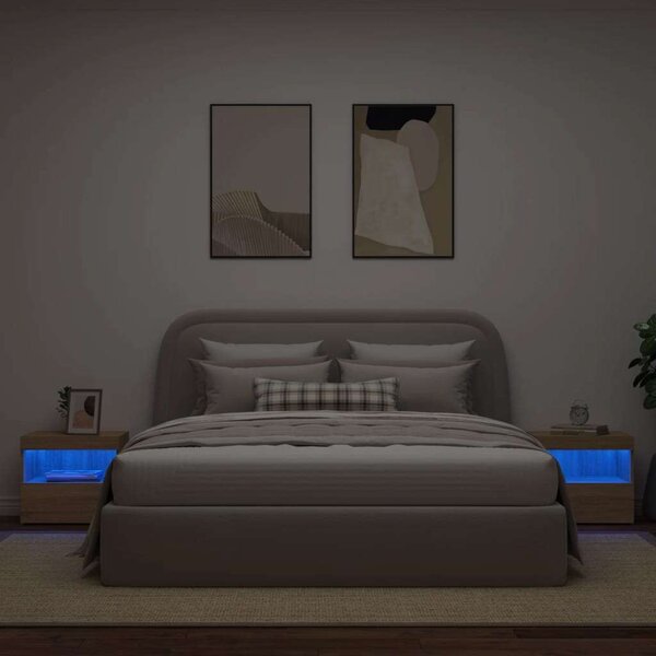 LED-es Éjjeliszekrény szett - Sonoma Tölgy - 2 db - 50x40x45 cm