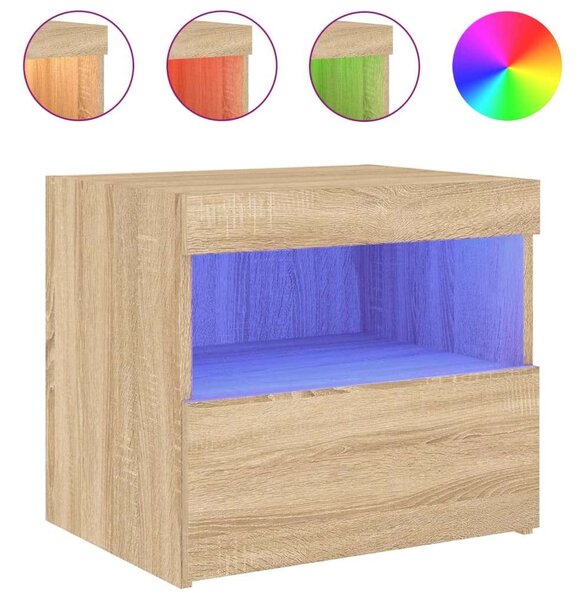 LED-es Éjjeliszekrény szett - Sonoma Tölgy - 2 db - 50x40x45 cm