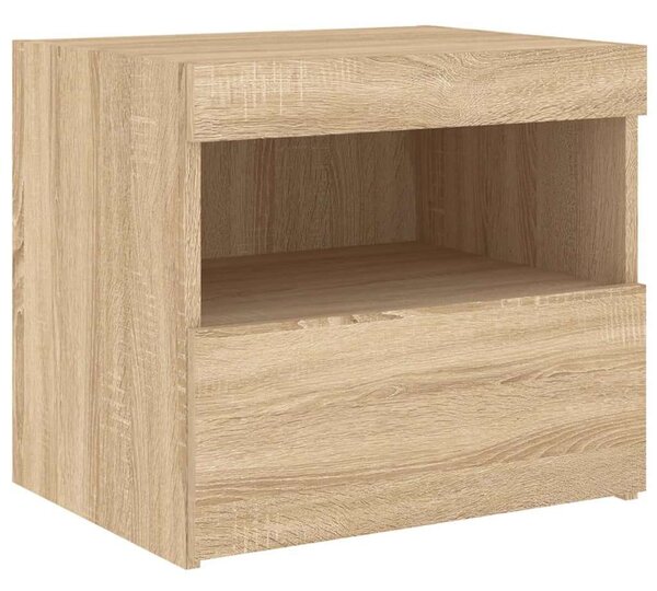 LED-es Éjjeliszekrény szett - Sonoma Tölgy - 2 db - 50x40x45 cm