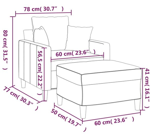 VidaXL kék bársony kanapéfotel lábtartóval 60 cm