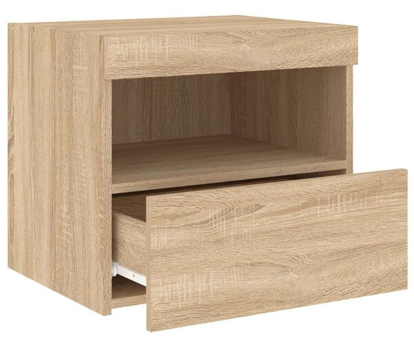LED-es Éjjeliszekrény szett - Sonoma Tölgy - 2 db - 50x40x45 cm