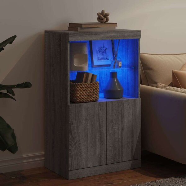 VidaXL LED-es Tálalószekrény - Sonoma Szürke - 60,5x37x100 cm