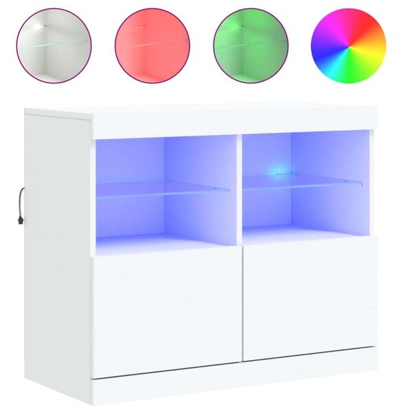VidaXL LED-es Tálalószekrény - Fehér - 81x37x67 cm