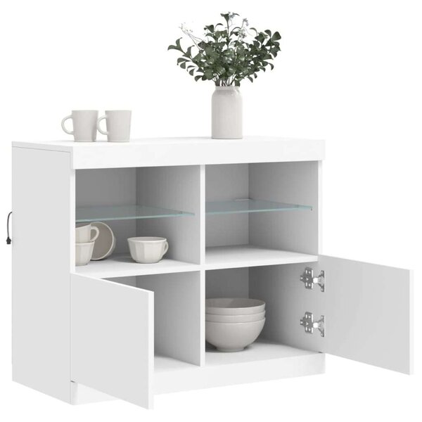 VidaXL LED-es Tálalószekrény - Fehér - 81x37x67 cm