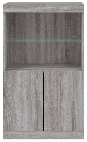 VidaXL LED-es Tálalószekrény - Sonoma Szürke - 60,5x37x100 cm