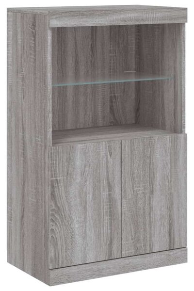 VidaXL LED-es Tálalószekrény - Sonoma Szürke - 60,5x37x100 cm