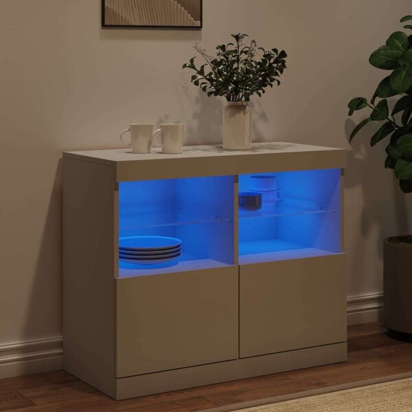 VidaXL LED-es Tálalószekrény - Fehér - 81x37x67 cm