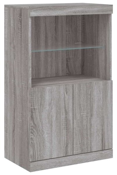 VidaXL LED-es Tálalószekrény - Sonoma Szürke - 60,5x37x100 cm