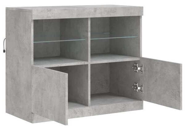 VidaXL LED Tálalószekrény - Beton Szürke - 81x37x67 cm