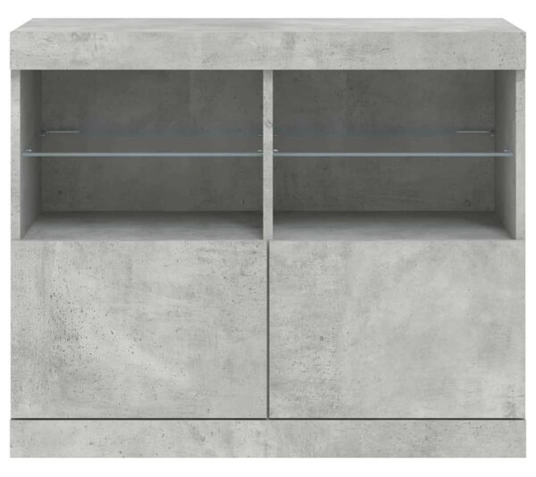 VidaXL LED Tálalószekrény - Beton Szürke - 81x37x67 cm