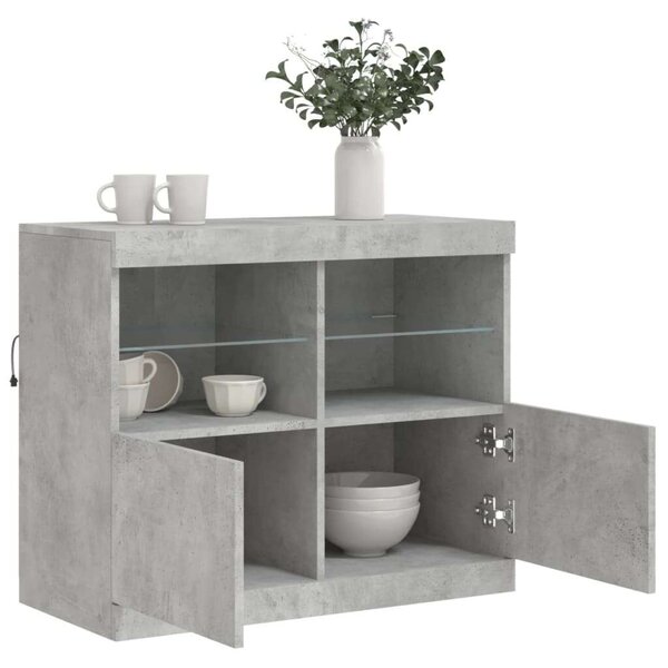 VidaXL LED Tálalószekrény - Beton Szürke - 81x37x67 cm