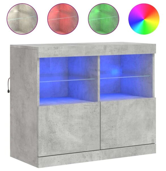 VidaXL LED Tálalószekrény - Beton Szürke - 81x37x67 cm