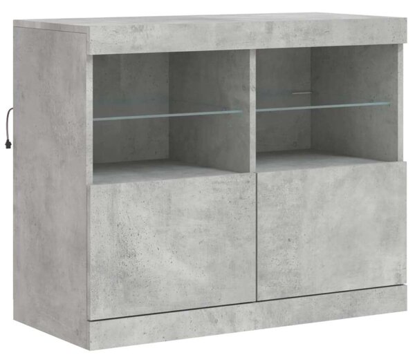 VidaXL LED Tálalószekrény - Beton Szürke - 81x37x67 cm