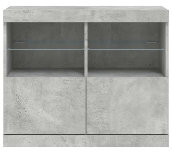 VidaXL LED Tálalószekrény - Beton Szürke - 81x37x67 cm