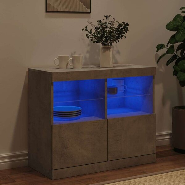 VidaXL LED Tálalószekrény - Beton Szürke - 81x37x67 cm