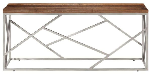 Modern Dohányzóasztal - Tömör Fa és Acél - 110x45x45 cm
