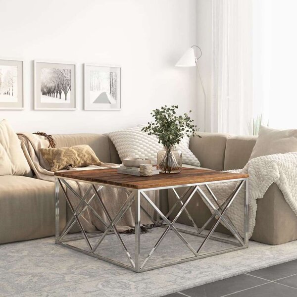 Modern Dohányzóasztal - Tömör Fa - 100x100 cm