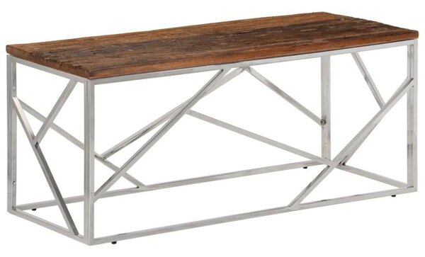 Modern Dohányzóasztal - Tömör Fa és Acél - 110x45x45 cm
