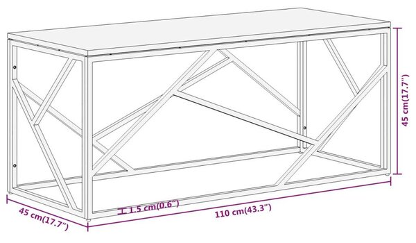 Modern Dohányzóasztal - Tömör Fa és Acél - 110x45x45 cm