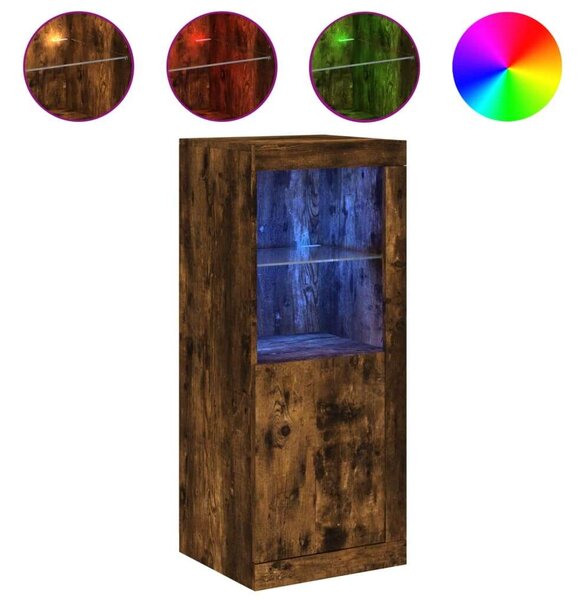 VidaXL LED-es Tálalószekrény - Füstös Tölgy - 41x37x100 cm