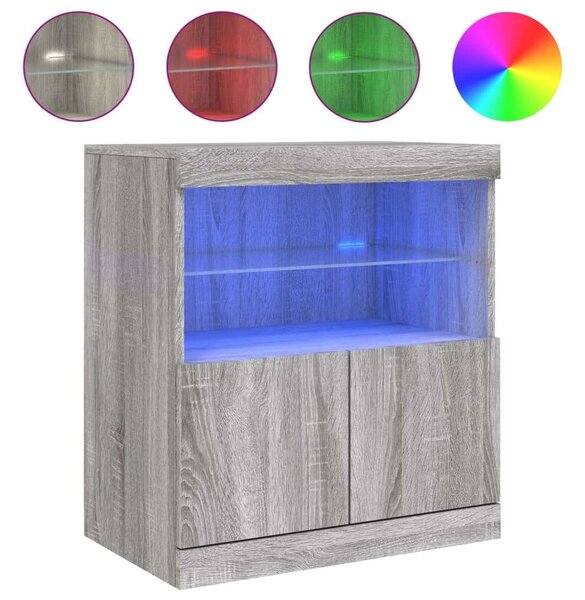VidaXL LED-es Tálalószekrény - Sonoma Szürke - 60x37x67 cm