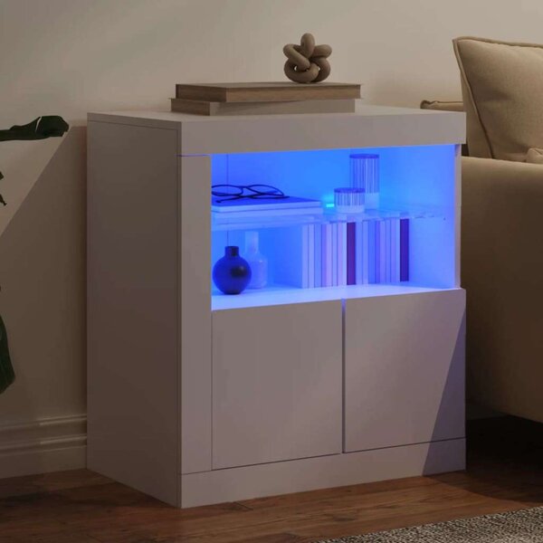 VidaXL LED-es Tálalószekrény - Fehér - 60,5x37x67 cm