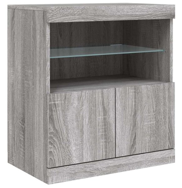 VidaXL LED-es Tálalószekrény - Sonoma Szürke - 60x37x67 cm