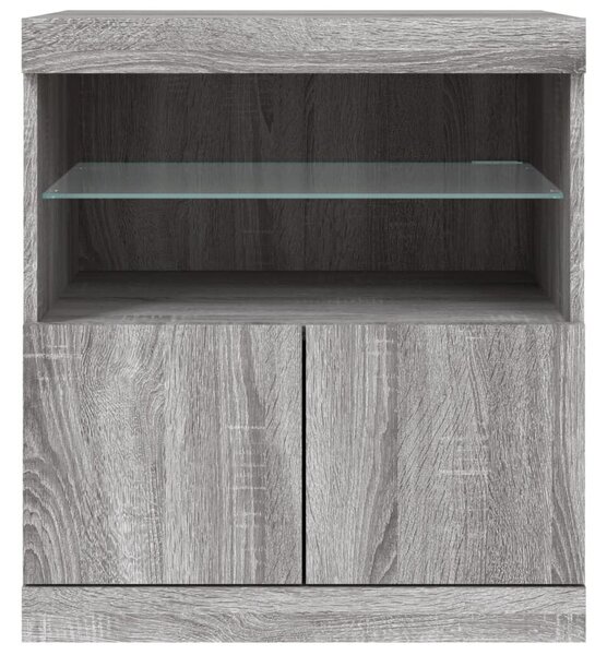 VidaXL LED-es Tálalószekrény - Sonoma Szürke - 60x37x67 cm