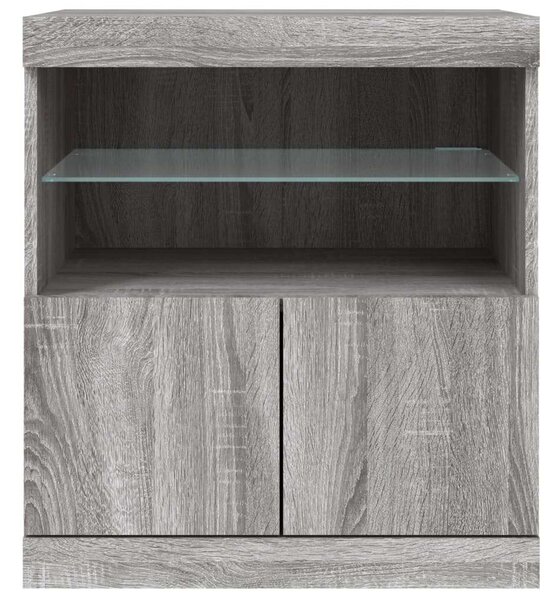 VidaXL LED-es Tálalószekrény - Sonoma Szürke - 60x37x67 cm