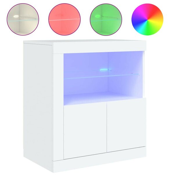 VidaXL LED-es Tálalószekrény - Fehér - 60,5x37x67 cm