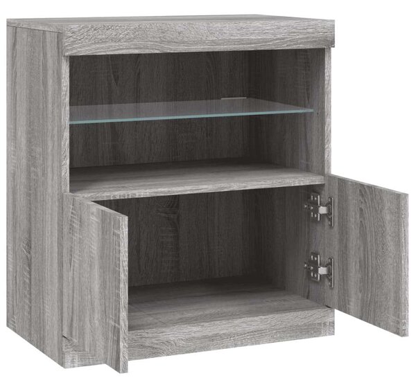 VidaXL LED-es Tálalószekrény - Sonoma Szürke - 60x37x67 cm