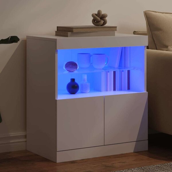 VidaXL LED-es Tálalószekrény - Fehér - 60x37x67 cm