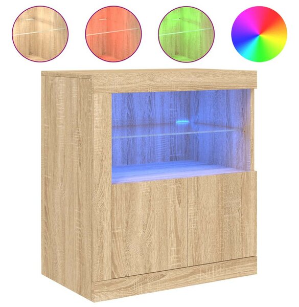 VidaXL Sonoma Tölgy Tálalószekrény LED-del - 60,5x37x67cm