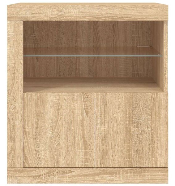 VidaXL Sonoma Tölgy Tálalószekrény LED-del - 60,5x37x67cm