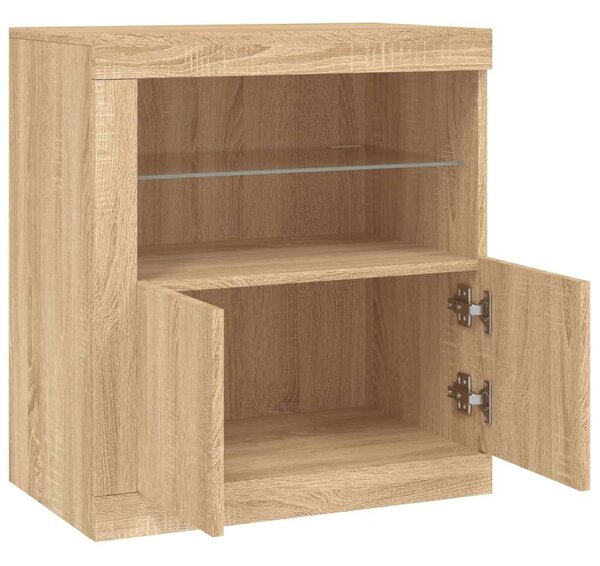 VidaXL Sonoma Tölgy Tálalószekrény LED-del - 60,5x37x67cm