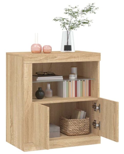 VidaXL Sonoma Tölgy Tálalószekrény LED-del - 60,5x37x67cm