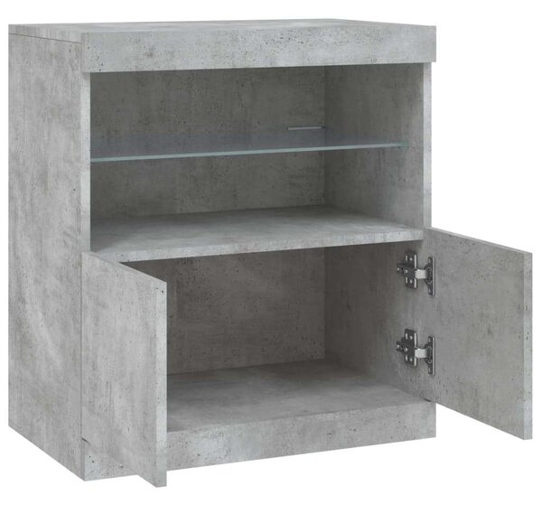 LED-es Tálalószekrény - Betonszürke - 60,5x37x67 cm