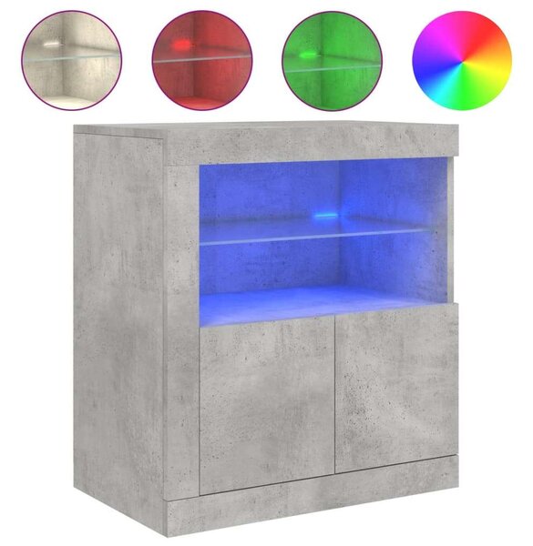 LED-es Tálalószekrény - Betonszürke - 60,5x37x67 cm