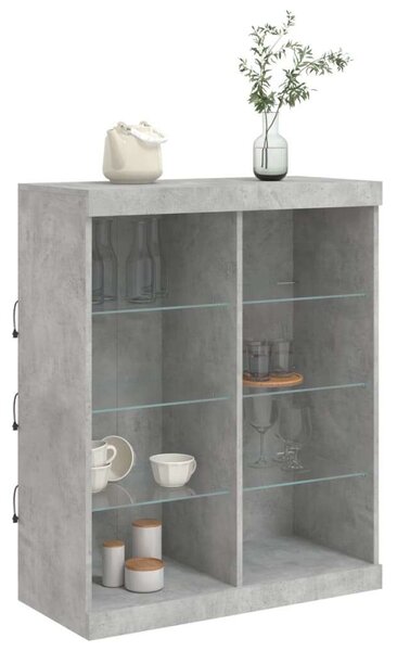 VidaXL LED Tálalószekrény - Betonszürke - 81x37x100 cm