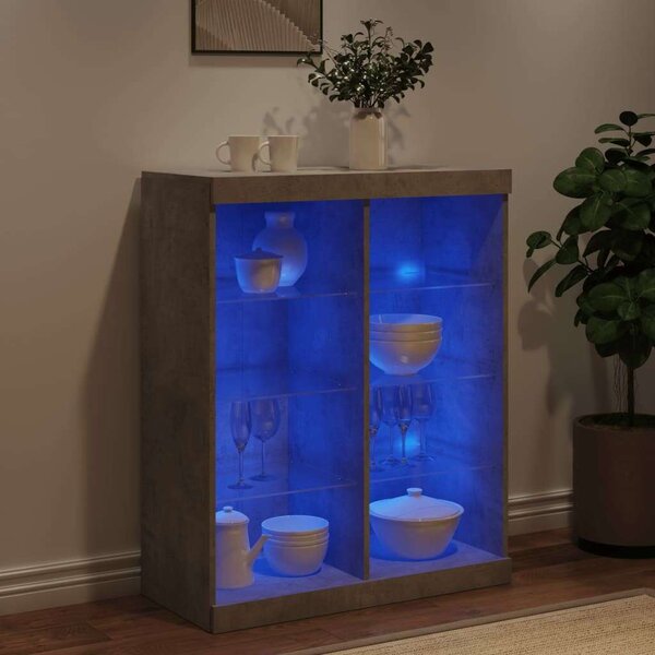 VidaXL LED Tálalószekrény - Betonszürke - 81x37x100 cm