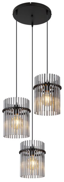 GORLEY függőlámpa, 3xE27, h:140 cm, d:47 cm, matt fekete