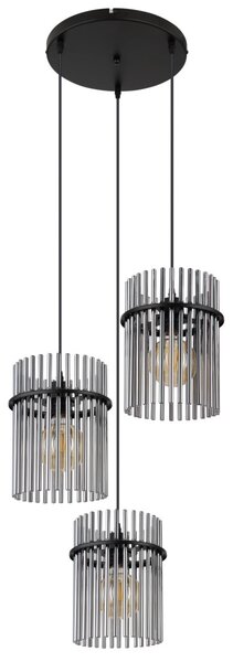 GORLEY függőlámpa, 3xE27, h:140 cm, d:47 cm, matt fekete