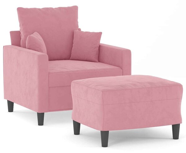 VidaXL rózsaszín bársony kanapéfotel lábtartóval 60 cm