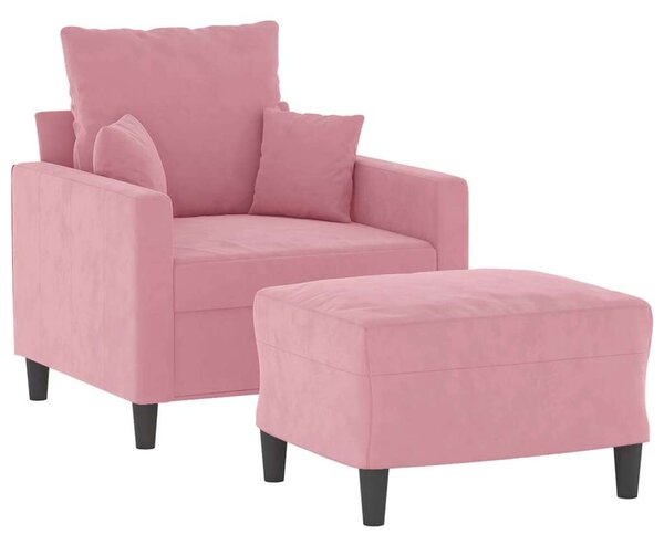 VidaXL rózsaszín bársony kanapéfotel lábtartóval 60 cm